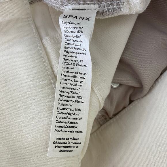 Spanx Seamed Front Wide Leg Jeans Size Large Ecru - Picture 12 of 16